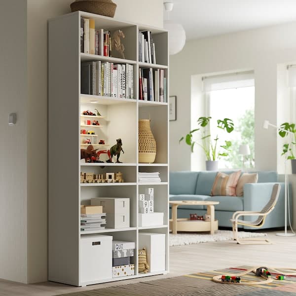 Ikea VIHALS - Shelving unit with 10 shelves, white, 95x37x200 cm