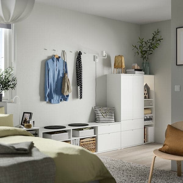 VIHALS - TV/storage combination, white, 285x37x140 cm - best price from Maltashopper.com 19521175