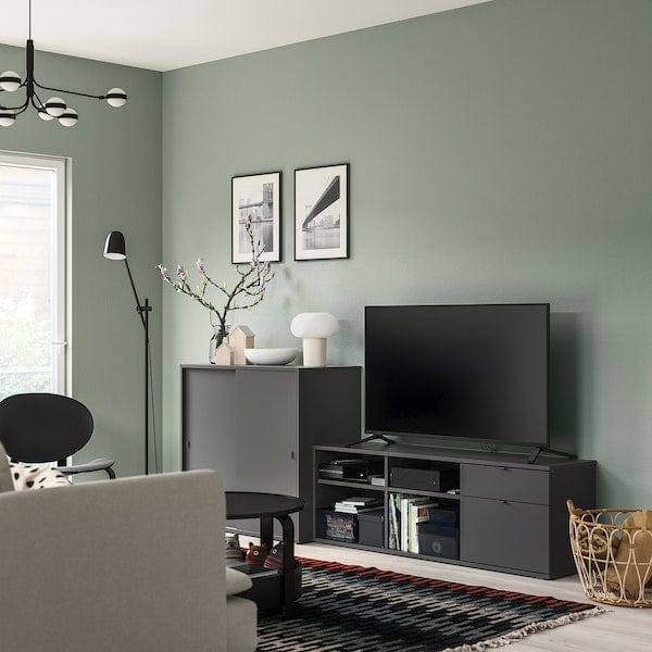 Ikea VIHALS - TV/storage combination, dark grey, 242x37x90 cm