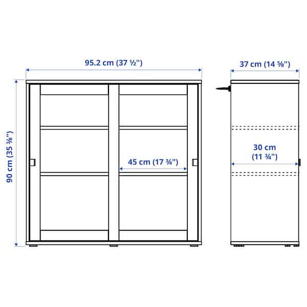 VIHALS - Cabinet with sliding glass doors, white, 95x37x90 cm - best price from Maltashopper.com 80542876