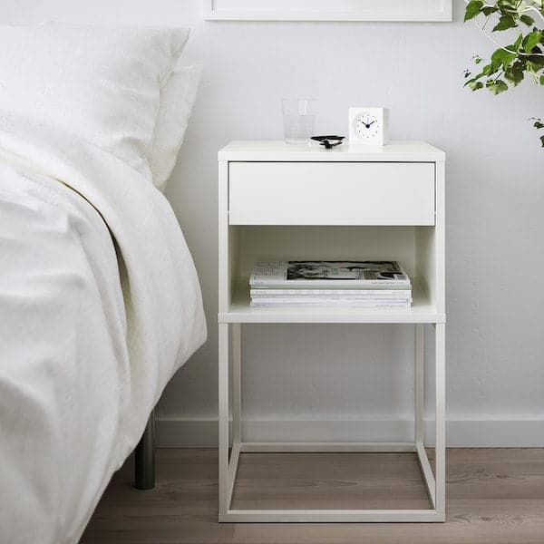 Ikea VIKHAMMER - Bedside table, white, 40x39 cm