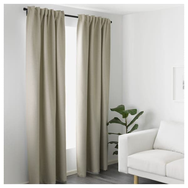 Ikea VILBORG Room darkening curtains, 1 pair, beige145x250 cm , 145x300 cm