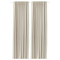 VILBORG room darkening curtains, 1 pair, beige/with heading tape, 145x300 cm
