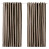VILBORG room darkening curtains, 1 pair, dark grey-beige/with heading tape, 145x300 cm