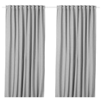 VILBORG room darkening curtains, 1 pair, grey/with heading tape, 145x300 cm