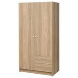 VILHATTEN wardrobe with 2 doors and 2 drawers, oak effect, 98x57x190 cm