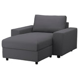 VIMLE chaise longue, with wide armrests/Hallarp grey, 125 cm