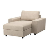 VIMLE chaise longue, with wide armrests/Hillared beige, 125 cm