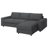 VIMLE 3-seat sofa with chaise longue, with wide armrests/Hallarp grey, 266 cm