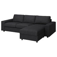 VIMLE 3-seat sofa with chaise longue, with wide armrests/Hillared anthracite, 266 cm
