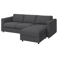 VIMLE 3-seat sofa with chaise longue, Hallarp grey, 252 cm