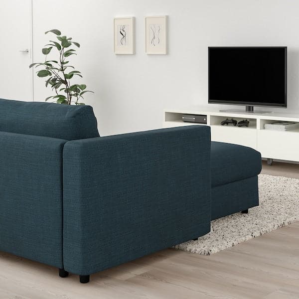 Ikea VIMLE - 3-seater sofa with chaise-longue/Hillared dark blue ,