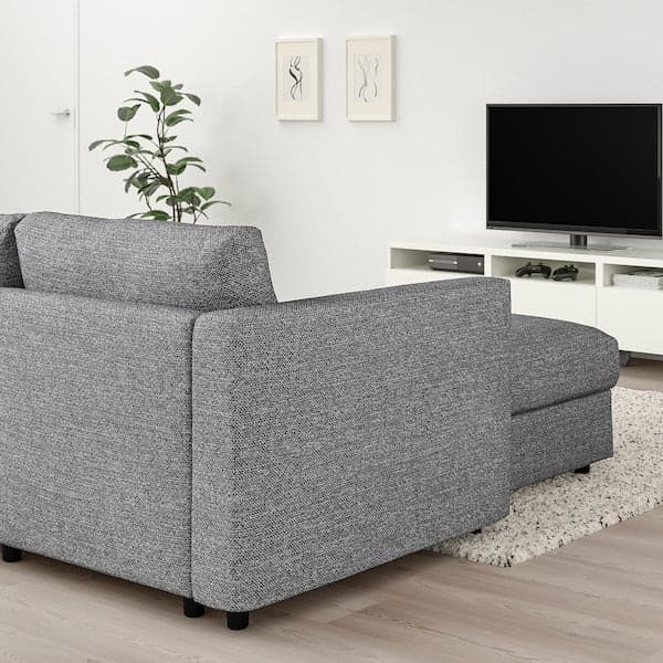 Ikea VIMLE - 3-seater sofa with chaise-longue/Lejde grey/black ,