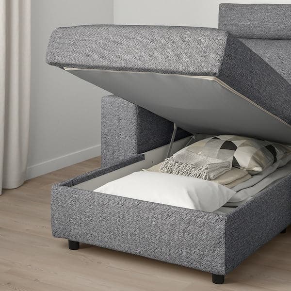 Ikea VIMLE - 3-seater sofa with chaise-longue/Lejde grey/black ,