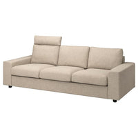 VIMLE 3-seat sofa, with headrest with wide armrests/Hillared beige, 255 cm