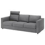VIMLE 3-seat sofa, with headrest/Lejde grey/black, 241 cm