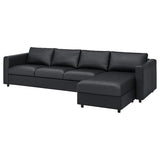 VIMLE 4-seat sofa, with chaise longue/Grann/Bomstad black, 322 cm
