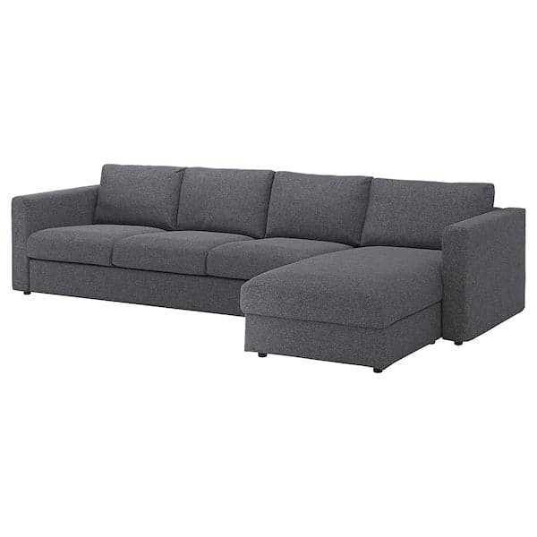 VIMLE 4-seater sofa with chaise-longue Smoke grey Gunnared