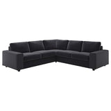 VIMLE corner sofa, 4-seat, with wide armrests/Djuparp dark grey, 15x68x98 cm