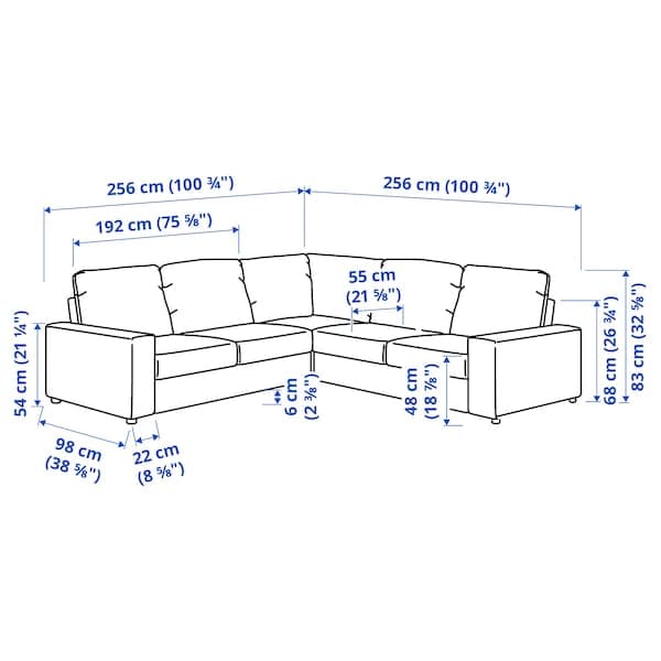 Ikea VIMLE - 4-seater corner sofa with wide armrests/Hillared dark blue ,