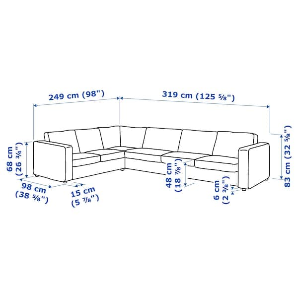 VIMLE - 5 seater corner sofa with wide armrests/Lejde grey/black , - best price from Maltashopper.com 39436732