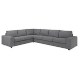 VIMLE corner sofa, 5-seat, with wide armrests/Lejde grey/black, 15x68x98 cm