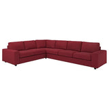 VIMLE corner sofa, 5-seat, with wide armrests/Lejde red/brown, 15x68x98 cm