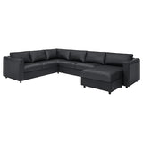 VIMLE corner sofa, 5-seat, with chaise longue/Grann/Bomstad black, 15x65x98 cm