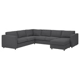 VIMLE corner sofa, 5-seat, with chaise longue/Hallarp grey, 15x68x98 cm