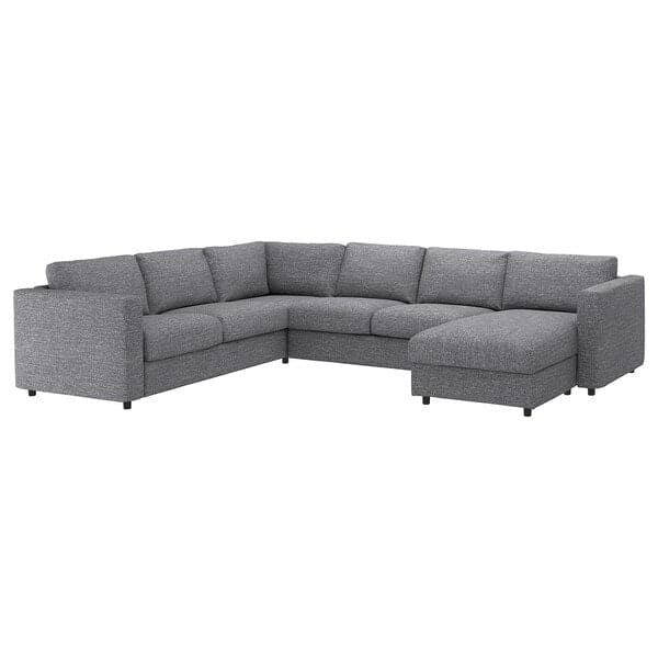 Ikea VIMLE - 5 seater corner sofa with chaise-longue/Lejde grey/black ,