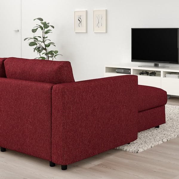 Ikea VIMLE - 5 seater corner sofa with chaise-longue/Lejde red/brown ,