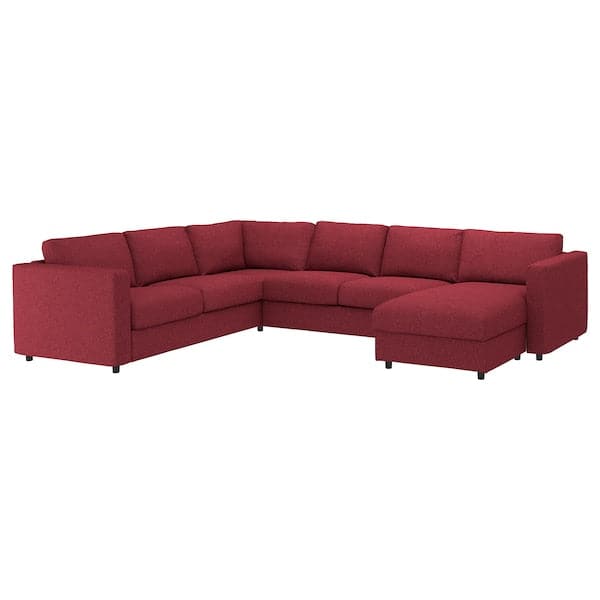 VIMLE 5 seater corner sofa with chaise longue Lejde red brown