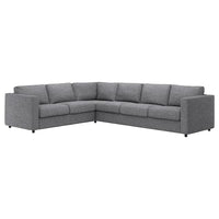 VIMLE corner sofa, 5-seat, Lejde grey/black, 15x68x98 cm