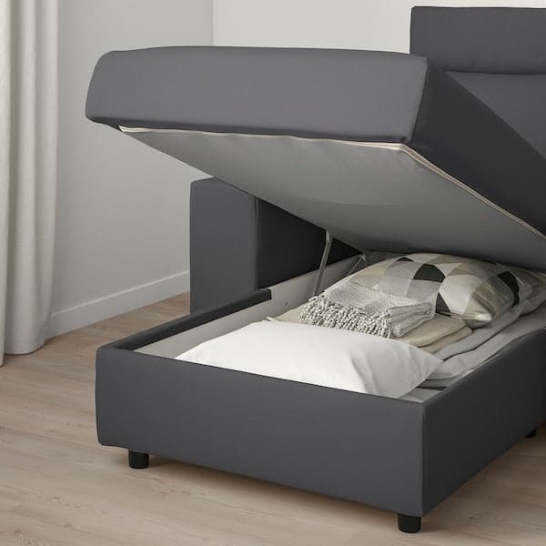 Ikea VIMLE - 3-seater sofa bed/chaise-longue, with wide armrests/Hallarp grey ,