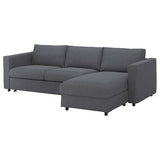 VIMLE 3-seat sofa-bed with chaise longue, Gunnared medium grey, 271 cm