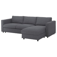 VIMLE 3-seat sofa-bed with chaise longue, Gunnared medium grey, 271 cm