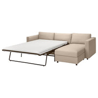 VIMLE 3-seat sofa-bed with chaise longue, Hallarp beige, 271 cm
