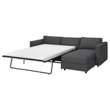 VIMLE 3-seat sofa-bed with chaise longue, Hallarp grey, 271 cm
