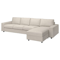 VIMLE cover 4-seat sofa w chaise longue, with wide armrests/Gunnared beige, 336 cm