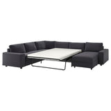 VIMLE cover for corner sofa-bed, 5-seat, with wide armrests/Djuparp dark grey