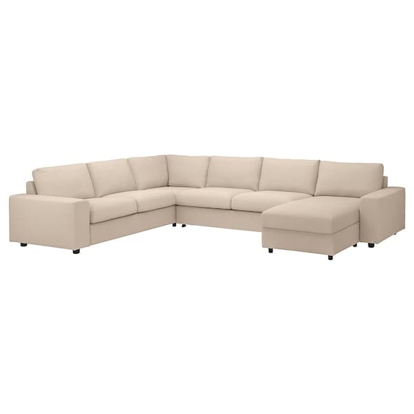 VIMLE - 5-seater corner sofa bed cover, with wide armrests/Hallarp beige 