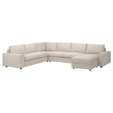 VIMLE cover for corner sofa-bed, 5-seat, with chaise longue with wide armrests/Gunnared beige, 200x140 cm