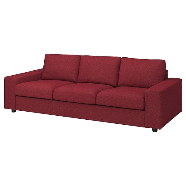 VIMLE 3-seater sofa cover, with wide armrests/Lejde red/brown