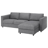 VIMLE cover for 3-seat sofa, with chaise longue/Lejde grey/black