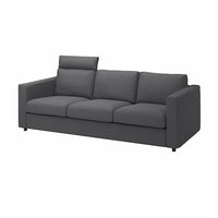 VIMLE cover for 3-seat sofa, with headrest/Hallarp grey, 241 cm
