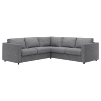 VIMLE cover for corner sofa, 4-seat, Lejde grey/black