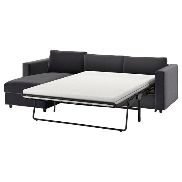 Ikea VIMLE - Cover for 3-seater sofa bed, with chaise-longue/Djuparp dark grey ,