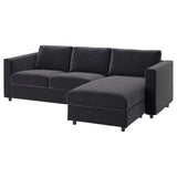 VIMLE cover for 3-seat sofa-bed, with chaise longue/Djuparp dark grey