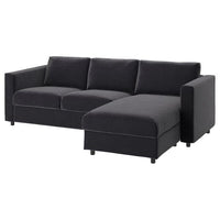 VIMLE cover for 3-seat sofa-bed, with chaise longue/Djuparp dark grey