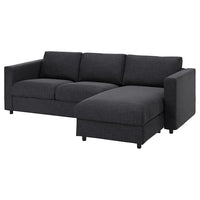 VIMLE cover for 3-seat sofa-bed, with chaise longue/Hillared anthracite